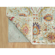 Load image into Gallery viewer, 2&#39;7&quot;x18&#39; Wimborne White, Densely Woven, Soft And Plush Pile, Hand Knotted With Sickle Leaf Design, Silk With Textured Wool, Oriental Xl Runner Rug FWR544086