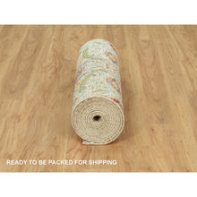 Load image into Gallery viewer, 2&#39;7&quot;x18&#39; Wimborne White, Densely Woven, Soft and Plush Pile, Hand Knotted With Sickle Leaf Design, Silk With Textured Wool, Oriental XL Runner Rug FWR544086