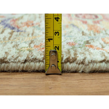 Load image into Gallery viewer, 2&#39;7&quot;x18&#39; Wimborne White, Densely Woven, Soft and Plush Pile, Hand Knotted With Sickle Leaf Design, Silk With Textured Wool, Oriental XL Runner Rug FWR544086