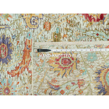 Load image into Gallery viewer, 2&#39;7&quot;x18&#39; Wimborne White, Densely Woven, Soft and Plush Pile, Hand Knotted With Sickle Leaf Design, Silk With Textured Wool, Oriental XL Runner Rug FWR544086