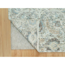 Load image into Gallery viewer, 2&#39;6&quot;x10&#39; Futon White, Soft Silk With Textured Wool Pile, Hand Knotted Sickle Leaf Design, Densely Woven, Runner Oriental Rug FWR544098