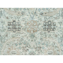 Load image into Gallery viewer, 2&#39;6&quot;x10&#39; Futon White, Soft Silk With Textured Wool Pile, Hand Knotted Sickle Leaf Design, Densely Woven, Runner Oriental Rug FWR544098