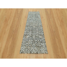 Load image into Gallery viewer, 2&#39;4&quot;x8&#39;1&quot; Peppercorn Gray, Hand Knotted Borderless, Silk With Textured Wool, Willow And Cypress Tree Design, Oriental Runner Rug FWR544104