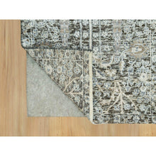 Load image into Gallery viewer, 2&#39;4&quot;x8&#39;1&quot; Peppercorn Gray, Hand Knotted Borderless, Silk With Textured Wool, Willow And Cypress Tree Design, Oriental Runner Rug FWR544104