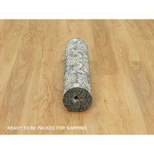 Load image into Gallery viewer, 2&#39;4&quot;x8&#39;1&quot; Peppercorn Gray, Hand Knotted Borderless, Silk With Textured Wool, Willow And Cypress Tree Design, Oriental Runner Rug FWR544104