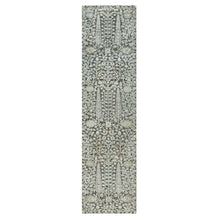 Load image into Gallery viewer, 2&#39;6&quot;x9&#39;10&quot; Dovetail Gray, Hand Knotted Willow And Cypress Tree Design, Silk With Textured Wool, Oriental Runner Rug FWR544110