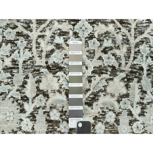 2'6"x9'10" Dovetail Gray, Hand Knotted Willow And Cypress Tree Design, Silk With Textured Wool, Oriental Runner Rug FWR544110