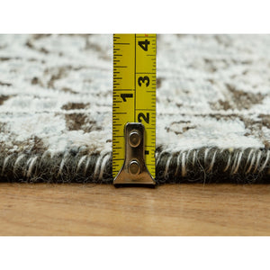 2'6"x9'10" Dovetail Gray, Hand Knotted Willow And Cypress Tree Design, Silk With Textured Wool, Oriental Runner Rug FWR544110