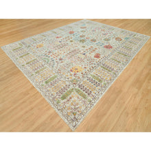 Load image into Gallery viewer, 11&#39;8&quot;x15&#39; Gardenia White, Hand Knotted Densely Woven, Silk With Textured Wool, Directional Vase Design, Lush And Plush, Soft Pile, Oriental Rug FWR544122
