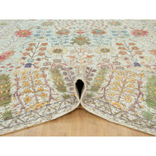 Load image into Gallery viewer, 11&#39;8&quot;x15&#39; Gardenia White, Hand Knotted Densely Woven, Silk With Textured Wool, Directional Vase Design, Lush And Plush, Soft Pile, Oriental Rug FWR544122