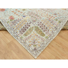 Load image into Gallery viewer, 11&#39;8&quot;x15&#39; Gardenia White, Hand Knotted Densely Woven, Silk With Textured Wool, Directional Vase Design, Lush And Plush, Soft Pile, Oriental Rug FWR544122