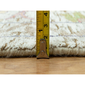 11'8"x15' Gardenia White, Hand Knotted Densely Woven, Silk With Textured Wool, Directional Vase Design, Lush And Plush, Soft Pile, Oriental Rug FWR544122