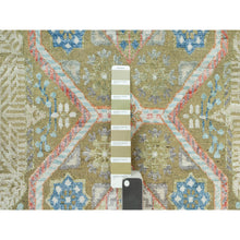 Load image into Gallery viewer, 11&#39;6&quot;x18&#39;1&quot; Edamame Brown, Mamluk Design with Geometric Medallions, Textured Wool and Silk, Hand Knotted Oriental Oversized Rug FWR544134