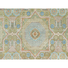Load image into Gallery viewer, 11&#39;6&quot;x18&#39;1&quot; Edamame Brown, Mamluk Design with Geometric Medallions, Textured Wool and Silk, Hand Knotted Oriental Oversized Rug FWR544134