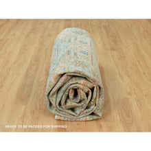 Load image into Gallery viewer, 11&#39;6&quot;x18&#39;1&quot; Edamame Brown, Mamluk Design with Geometric Medallions, Textured Wool and Silk, Hand Knotted Oriental Oversized Rug FWR544134