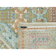 Load image into Gallery viewer, 11&#39;6&quot;x18&#39;1&quot; Edamame Brown, Mamluk Design with Geometric Medallions, Textured Wool and Silk, Hand Knotted Oriental Oversized Rug FWR544134