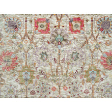 Load image into Gallery viewer, 3&#39;x5&#39; Eggnog White, Colorful Hand Knotted Plush and Lush Soft Pile, Silk With Textured Wool, Tabriz Vase With Flower Design, Densely Woven, Oriental Rug FWR544146