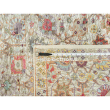 Load image into Gallery viewer, 3&#39;x5&#39; Eggnog White, Colorful Hand Knotted Plush and Lush Soft Pile, Silk With Textured Wool, Tabriz Vase With Flower Design, Densely Woven, Oriental Rug FWR544146