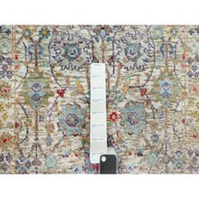 Load image into Gallery viewer, 2&#39;x3&#39; Ivory Lace, Tabriz Vase With Flower Design, Hand Knotted Colorful Silk With Textured Wool, Denser Weave, Plush and Lush Soft Pile, Oriental Mat Rug FWR544164
