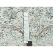 Load image into Gallery viewer, 2&#39;5&quot;x10&#39; Pristine White, Borderless, Denser Weave Sickle Leaf Design, Lush And Plush Silk With Textured Wool Soft Pile, Hand Knotted, Oriental Runner Rug FWR544182