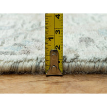 Load image into Gallery viewer, 2&#39;5&quot;x10&#39; Pristine White, Borderless, Denser Weave Sickle Leaf Design, Lush And Plush Silk With Textured Wool Soft Pile, Hand Knotted, Oriental Runner Rug FWR544182