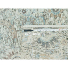 Load image into Gallery viewer, 2&#39;5&quot;x10&#39; Pristine White, Borderless, Denser Weave Sickle Leaf Design, Lush And Plush Silk With Textured Wool Soft Pile, Hand Knotted, Oriental Runner Rug FWR544182