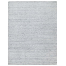 Load image into Gallery viewer, 9&#39;1&quot;x11&#39;10&quot; Ice Gray, Hand Loomed, Modern Striae Design, Tone on Tone, Soft Pile, Pure Wool, Oriental Rug FWR544254