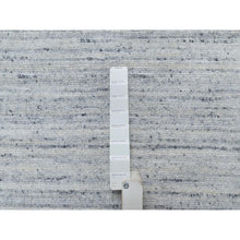 Load image into Gallery viewer, 9&#39;1&quot;x11&#39;10&quot; Ice Gray, Hand Loomed, Modern Striae Design, Tone on Tone, Soft Pile, Pure Wool, Oriental Rug FWR544254