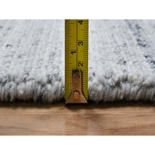 Load image into Gallery viewer, 9&#39;1&quot;x11&#39;10&quot; Ice Gray, Hand Loomed, Modern Striae Design, Tone on Tone, Soft Pile, Pure Wool, Oriental Rug FWR544254