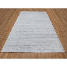 Load image into Gallery viewer, 8&#39;x10&#39; Ice Gray, Thick and Plush, Modern Striae Design, Tone on Tone, Natural Wool, Hand Loomed, Oriental Rug FWR544266