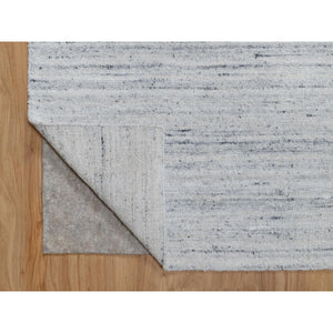 8'x10' Ice Gray, Thick and Plush, Modern Striae Design, Tone on Tone, Natural Wool, Hand Loomed, Oriental Rug FWR544266