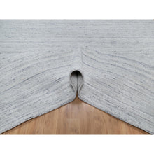 Load image into Gallery viewer, 8&#39;x10&#39; Ice Gray, Thick and Plush, Modern Striae Design, Tone on Tone, Natural Wool, Hand Loomed, Oriental Rug FWR544266