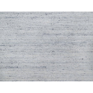 8'x10' Ice Gray, Thick and Plush, Modern Striae Design, Tone on Tone, Natural Wool, Hand Loomed, Oriental Rug FWR544266