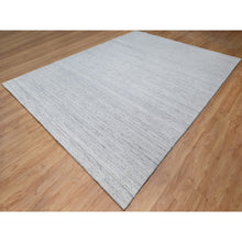 Load image into Gallery viewer, 9&#39;x12&#39; Misty Gray, Modern Striae Design, Tone on Tone, Soft Pile, Natural Wool, Hand Loomed, Oriental Rug FWR544272