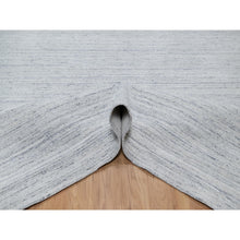 Load image into Gallery viewer, 9&#39;x12&#39; Misty Gray, Modern Striae Design, Tone on Tone, Soft Pile, Natural Wool, Hand Loomed, Oriental Rug FWR544272