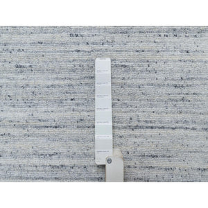 9'x12' Misty Gray, Modern Striae Design, Tone on Tone, Soft Pile, Natural Wool, Hand Loomed, Oriental Rug FWR544272
