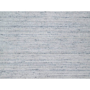 9'x12' Misty Gray, Modern Striae Design, Tone on Tone, Soft Pile, Natural Wool, Hand Loomed, Oriental Rug FWR544272