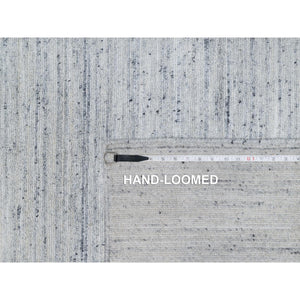 9'x12' Misty Gray, Modern Striae Design, Tone on Tone, Soft Pile, Natural Wool, Hand Loomed, Oriental Rug FWR544272