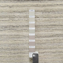 Load image into Gallery viewer, 2&#39;7&quot;x10&#39; Khaki Brown, Hand Loomed, Variegated Textured Modern Design, Pure Wool, Thick And Plush, Runner, Oriental Rug FWR544296