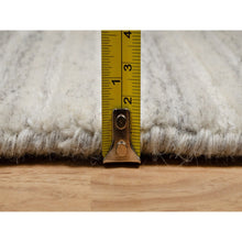 Load image into Gallery viewer, 2&#39;6&quot;x10&#39; Ecru Brown, Variegated Textured Modern Design, Pure Wool, Hand Loomed, Lush And Plush, Runner, Oriental Rug FWR544302