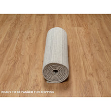 Load image into Gallery viewer, 2&#39;7&quot;x11&#39;10&quot; Khaki Brown, Variegated Textured Modern Design, Pure Wool, Hand Loomed, Plush And Lush, Runner, Oriental Rug FWR544314