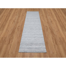 Load image into Gallery viewer, 2&#39;7&quot;x8&#39; Cloud Gray, Plush and Lush, Modern Striae Design, Tone on Tone, Soft Pile, Pure Wool, Hand Loomed, Runner, Oriental Rug FWR544356