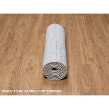 Load image into Gallery viewer, 2&#39;7&quot;x8&#39; Cloud Gray, Plush And Lush, Modern Striae Design, Tone On Tone, Soft Pile, Pure Wool, Hand Loomed, Runner, Oriental Rug FWR544356