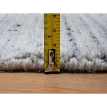 Load image into Gallery viewer, 2&#39;7&quot;x8&#39; Cloud Gray, Plush And Lush, Modern Striae Design, Tone On Tone, Soft Pile, Pure Wool, Hand Loomed, Runner, Oriental Rug FWR544356
