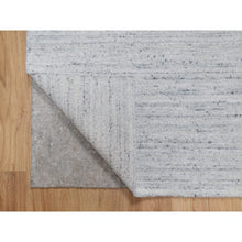 Load image into Gallery viewer, 2&#39;7&quot;x8&#39; Ice Gray, Modern Striae Design, Tone on Tone, Soft Pile, Natural Wool, Hand Loomed, Runner, Oriental Rug FWR544362