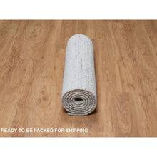 Load image into Gallery viewer, 2&#39;7&quot;x8&#39; Ice Gray, Modern Striae Design, Tone on Tone, Soft Pile, Natural Wool, Hand Loomed, Runner, Oriental Rug FWR544362