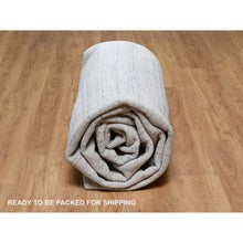 Load image into Gallery viewer, 10&#39;x13&#39;10&quot; Misty Gray, Modern Striae Design, Tone On Tone, Soft Pile, Natural Wool, Hand Loomed, Oriental Rug FWR544380