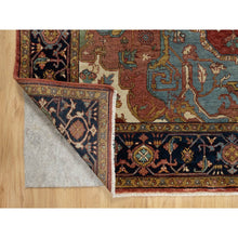 Load image into Gallery viewer, 8&#39;1&quot;x8&#39;1&quot; Scarlet Red, Antiqued Fine Heriz Re-creation With Large Medallion Design, Hand Spun New Zealand Wool, Hand Knotted, Denser Weave, Square, Oriental Rug FWR544386