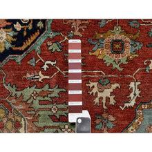 Load image into Gallery viewer, 8&#39;1&quot;x8&#39;1&quot; Scarlet Red, Antiqued Fine Heriz Re-creation With Large Medallion Design, Hand Spun New Zealand Wool, Hand Knotted, Denser Weave, Square, Oriental Rug FWR544386