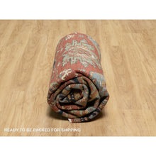 Load image into Gallery viewer, 8&#39;1&quot;x8&#39;1&quot; Scarlet Red, Antiqued Fine Heriz Re-creation With Large Medallion Design, Hand Spun New Zealand Wool, Hand Knotted, Denser Weave, Square, Oriental Rug FWR544386